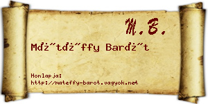 Mátéffy Barót névjegykártya
